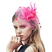 levne fascinátory-Čelenka Tyl Látka 30. léta Svatební Čajový dýchánek Dostih koktejl Elegantní Vinobraní S Peří Přílba Pokrývky Hlavy