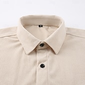 economico camicia da uomo con bottoni-Per uomo Camicia Camicia di Velluto a Coste Camicia con Bottoni Blu Verde militare Beige Manica Lunga Semplice Collo ripiegato Casuale Quotidiano Tasca Abbigliamento Cotone Moda Streetwear Classico