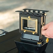 cheap Camping Equipment-Vintage Coal Oil Stove, Outdoor Fire Pit with Glass Screen, Sturdy Metal Construction, No Electricity Needed, for Camping Backyard BBQ Tea &amp; Cooking, Portable Camping Stove, Elegant Design, Durable Co