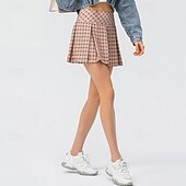 זול חצאיות וחצאיות קצרות לנשים-בגדי ריקוד נשים משובץ / משבצות אחיד חצאית קז'ואל חצאית טניס חצאיות קפלים חצאית ספורט אלסטי תומך זיעה נושם טניס פיקלבול יוגה תחתיות שחור לבן צהוב בגדי טניס