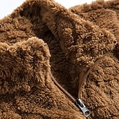 Недорогие Мужские куртки и пальто-Муж. Зимняя куртка Пальто тедди Повседневная куртка Отпуск Повседневные Сохраняет тепло Карман Флис Осень Зима Полотняное плетение Мода Уличный стиль Воротник-стойка Обычная Черный Цвет хаки Жакеты