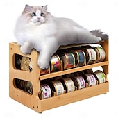 economico Giochi per gatti-contenitore per cibo per gatti, adatto per ripostigli, contenitore in legno impilabile a 2 livelli, adatto per frigoriferi, armadi e cucine, contiene fino a 36 contenitori per cibo umano e per animali