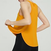cheap Women's Shirt-Women's Solid Colored Tank Top Workout Tops Loose Fit Elastic Sweat-Wicking Breathable Tennis Pickleball Yoga Crew Neck Top Black White Yellow Tennis Clothing