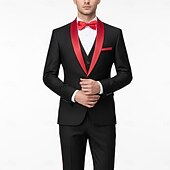 preiswerte Feier zum Feiertag-Herren Smokings Partyanzüge Lässig Schwarz Weiß Frühling, Herbst, Winter, Sommer Anzug Schalkragen Mode Party Patchwork Figurbetonter Schnitt 3-teilig Einreiher - 1 Knopf