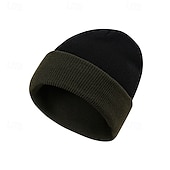 billige Lue lue-Herre Unisex Beanie lue Vinterhatter Luer Vinterlue Vinter luehatt Svart Hvit Akryl Fiber Strikket Koselig Dagligdagstøy Ensfarget / vanlig farge Varm