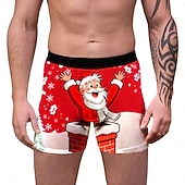 billiga Underkläder-Jul Boxerkalsonger Underkläder julklapp jultomten Grafisk för Herr Vuxna 3D-utskrift för Jul Karnival Nyår Fest