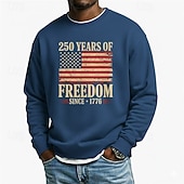 cheap Flag Pattern-Men's Graphic American US Flag 250th Anniversary Sweatshirt Sports Fashion Daily Classic Crew Neck Outdoor Vacation Blue Black Red Green Printing Spring Fall Designer S M L XL XXL XXXL