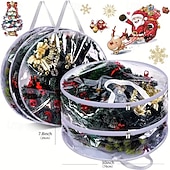 economico Deposito di Natale-1/2 sacchetto trasparente per riporre ghirlande natalizie da 24/30 pollici, contenitore per riporre ghirlande natalizie con maniglia, resistente copertura in PVC per ghirlande natalizie stagionali,