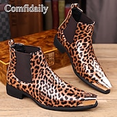 cheap Chelsea Boots-Men's Brown Leopard Print Chelsea Boots – Trendy and Bold Design, Ideal for Casual Wear, Street Style and Fashion-forward Occasions