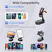 Недорогие Динамики-Пять в одном беспроводном сенсорном держателе для телефона с динамиком, аккумулятором на 2000 мА·ч, цветной подсветкой, поворотом на 180 градусов, складной конструкцией, высококачественным