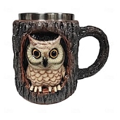 Недорогие Кружки и чашки-Кружка ручной работы с изображением енота, кофейная чашка из смолы с 3D-животным, креативная кружка с дизайном пня из лесного дерева, подарочная чашка с милым лесным енотом для домашнего офиса,