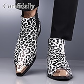 cheap Chelsea Boots-Men's Brown Leopard Print Chelsea Boots – Trendy and Bold Design, Ideal for Casual Wear, Street Style and Fashion-forward Occasions