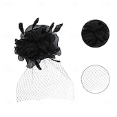 ieftine fascinatoare-Ornamente de Cap Material Textil organza Pălărie Nuntă Petrecere ceai Cursă de cai cocktail Elegant Epocă Cu Pene Diadema Articole Pentru Cap
