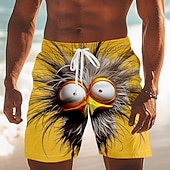  Per uomo Animale Cartoni animati Frizzle Chickens Costumi da bagno Pantaloncini da mare Pantaloncini da Surf Misura del girovita medio Divertente All'aperto Vacanza Tasche Laterali fodera in rete