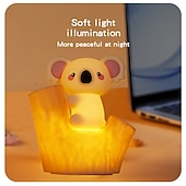 cheap Nursery Night Lights-7-Color Gradient Koala Soft Silicone Patting Light Usb Charging Nightlight Timer Christmas New Year Festival Birthday Gift Bedroom Atmosphere Light