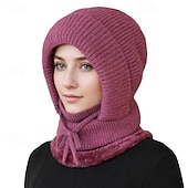 halpa lämmin ja lämmitetty kokoelma-3-in-1 pipo naisten talvineulepipo fleecevuorilla, korva- ja kasvosuojuksilla, kylmän sään pyöräilypipo, tuulenpitävä ja lämmin, kodikas pipo äideille