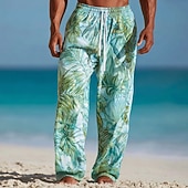 Χαμηλού Κόστους Ανδρικό εμπριμέ casual παντελόνι-Ανδρικά Φοινικόπτερος Δέντρο καρύδας Τροπικά φυτά Παντελόνια Casual παντελόνι Φαρδύ παντελόνι Μεσαία Μέση Χαβανέζα ΕΞΩΤΕΡΙΚΟΥ ΧΩΡΟΥ Διακοπές Ρούχα παραλίας