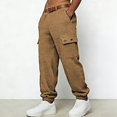economico Pantaloni cargo-Per uomo Pantaloni Cargo Joggers Pantaloni Pantaloni a Nido d'Ape Multi-tasche Tasca con Patta Tinta unica Antivento Comodità Quotidiano All'aperto Ferie Streetwear Elegante Marrone Grigio scuro