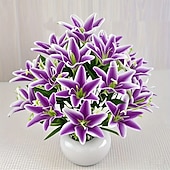 cheap Artificial Flower-18 Head Artificial Lily Flowers - Elegant Faux Blooms, Perfect for Weddings, Parties, Christmas, Thanksgiving Decorations, Living Room, Bedroom, Dining Table Styling, and Instagram-Inspired Home Decor
