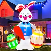 Недорогие Ландшафтные огни-Надувная пасхальная декорация со светодиодной подсветкой, кролик, пасхальные яйца, морковка, для использования внутри и снаружи помещений, во дворе, саду, на лужайке, для создания атмосферы вечеринки, декоративные светильники и реквизит.