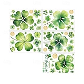 Χαμηλού Κόστους Ημέρα του Αγίου Πατρικίου-5 φύλλα αυτοκόλλητα παραθύρου για την ημέρα του Αγίου Πατρικίου, στατικά αυτοκόλλητα με ιρλανδικό τετράφυλλο τριφύλλι, αυτοκόλλητα γυαλιού με ατμόσφαιρα εορταστικού πάρτι για διακόσμηση καταστήματος