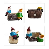 levne Dekorace na terasu-pryskyřičné figurky trpaslíků – zahrada &amp;dekorace na stůl, trpaslíci přátelství do květináčů, květináče na sukulenty, miniaturní krajinářské ozdoby, interiérové &amp;venkovní řemeslné sochy