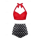 economico Surfing Tankinis &amp; Bikinis-Per donna Costume da bagno Bikini a vita alta con volant 2 pezzi Tropicale Senza schiena Protezione UV Alta elasticità Senza Maniche Costume da Bagno Surf Immersione Snorkeling Estate