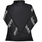 رخيصةأون سترات وصدريات التزلج الفني-جاكيت تزلج على الجليد من الصوف للنساء والفتيات، أسود اللون، مطاطي، مناسب للتدريب والمنافسات، دافئ، مزين بالكريستال/أحجار الراين، بأكمام طويلة، مناسب للتزلج الفني على الجليد