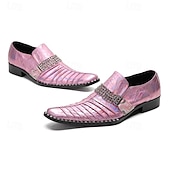 economico Mocassini in pelle premium-scarpe slip-on da uomo in pelle viola iridescente con dettaglio a catena, scarpe da sposa formali uniche per lo sposo, testimoni dello sposo e feste di matrimonio, calzature eleganti per uno stile da sposa audace
