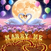 abordables Tapisseries murales-Saint Valentin tapisserie Bannières Couverture Amour Cygne Mignon Romantique 3D Soirée Salon Arrière-plans de prise de vue Décoration pour demande en mariage Décoration d'intérieur