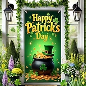 abordables Bannières de Garage et de Porte-Fête de la St. Patrick Affiches Couverture de porte Bannières extérieures pièce d'or Trèfle Mignon 3D Soirée Dortoir Chambre d'adolescents Résidence universitaire Chambre d'amis pour hommes dans une