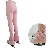 abordables Pantalones y Leggings de Patinaje Artístico-Figure Skating Pants Women's Girls' Ice Skating Bottoms Black Stretchy Training Competition Skating Wear Thermal Warm Crystal / Rhinestone Ice Skating Figure Skating