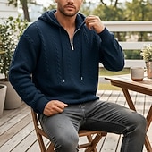 Χαμηλού Κόστους βασικά ανδρικά κουκούλα-Ανδρικά Ζακάρ Φούτερ πουλόβερ με κουκούλα και πουλόβερ Κουκούλα με φερμουάρ Quarter Σομόν Μαύρο Λευκό Πράσινο Ανοικτό Κρασί Με Κουκούλα Σκέτο Κουμπώσου Με Υφή Causal Καθημερινά Αθλήματα &amp; Ύπαιθρος