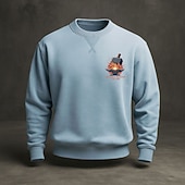 billiga 3D-tröjor för män-Amerikas 250-årsjubileum Herr Tröja Rund hals Blå Ljusblå Svart Gul Grön Vinter Vår &amp; Höst Designer S M L XL 2XL 3XL