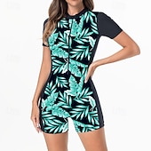 economico Rash Guards Interi-Per donna Top sottomuta Costume da bagno Costumi da bagno Tropicale Con zip Ultra Leggero (UL) Protezione UV Elastico Manica Corta Costume da Bagno Surf Snorkeling Estate