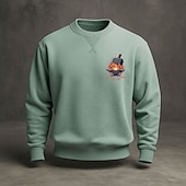 billiga 3D-tröjor för män-Amerikas 250-årsjubileum Herr Tröja Rund hals Blå Ljusblå Svart Gul Grön Vinter Vår &amp; Höst Designer S M L XL 2XL 3XL