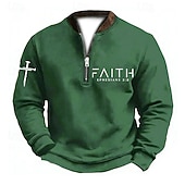 levne Pánské 3D mikiny-Pánské Mikina Čtvrtletní mikina na zip Černá Bílá Armádní zelená Námořnická modř Hnědá Poloviční zip Barevné bloky Písmeno Haç Poloviční zip Tisk Denní Sporty a outdoor Dovolená Polyester Vinobran