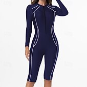 preiswerte One Pieces Rash Guards-Damen Anti UV Shirt Badeanzug Einteilige Patchwork Reißverschluss UV Schutz Hohe Elastizität Langarm Bademode Surfen Tauchen Schnorcheln Sommer