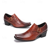 baratos Mocassins de couro premium-Sapatos masculinos pretos de couro, modelo slip-on, com corrente decorativa. Calçados formais de luxo para casamentos, ideais para o noivo e padrinhos, confortáveis e elegantes para eventos formais de casamento.