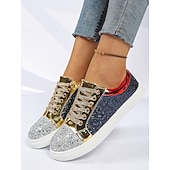 ieftine Adidași de Damă-Pentru femei Casual Toc Drept Vârf rotund Casual Imitație Piele Dantelat Argintiu Roșu+albastru