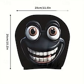 cheap Slipcovers-2pcs Cartoon Big-Eyed Face Printed Car Headrest Covers, Interior Decoration, Universal Fit, Washable, Easy to Install, Suitable for Long Trips Or Road Trips, Perfect Quirky Car Decoration