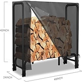 economico Coperture per Mobili da Giardino-Copertura per legna da ardere in tessuto Oxford resistente, impermeabile, per braciere o camino, protezione per legna da ardere spessa in stile country per lo stoccaggio all'aperto