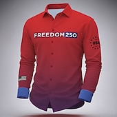voordelige Patriottische 250 T-shirts-Voor heren 4 juli, 250e verjaardag van de VS Vaderlandslievend FREEDOM Overhemd Wafel Shirt Normaal shirt Lange mouw Mode-casual Dagelijks gebruik Feestdagen Zomer Lente Strijkijzer 3D-afdrukken Met