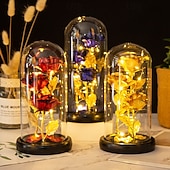 Недорогие Декоративные огни-Ночник с розой на День матери LED 21,5 * 11,5 см подарок для девушки жены и матери атмосферный светильник для спальни работающий от AAA батареи с прозрачной крышкой