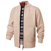 billige cardigangenser for menn-Herre Genser Cardigan Genser Glidelås genser Riflet Strikke Vanlige topper Strikket Helfarge Høyhalset Nøytral Mote Avslappet Dagligdagstøy Klær Høst Vinter Navyblå M L XL