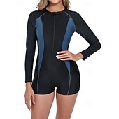 preiswerte One Pieces Rash Guards-Damen Anti UV Shirt Badeanzug Badeanzüge Patchwork Reißverschluss Ultraleicht (UL) UV Schutz Elastisch Langarm Bademode Surfen Schnorcheln Frühling