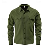 abordables camisa con botones para hombre-Hombre Camisa Camisa casual Camisa de playa Camisa de Pana Abotonar la camisa Negro Marrón Verde Ejército Albaricoque Gris Manga Larga Color sólido Diseño Diario Vacaciones Bolsillo Ropa Moda Casual