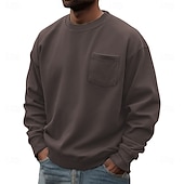 Χαμηλού Κόστους Βασικά φούτερ-Ανδρικά Πουλόβερ Θαλασσί Πράσινο Χακί Ρουμπίνι Βαθυγάλαζο Καφέ Στρογγυλή Ψηλή Λαιμόκοψη Σκέτο Τσέπη Καθημερινά Αθλήματα &amp; Ύπαιθρος Αργίες Πολυεστέρας Κομψό στυλ street Βασικό Καθημερινό