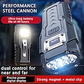 tanie Latarki-Latarka COB LED o dużej jasności z akumulatorem 1200 mAh, magnetycznym powerbankiem, cyfrowym wyświetlaczem poziomu naładowania baterii, oświetleniem wielotrybowym z klipsem, konstrukcją ABS do