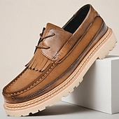 economico Scarpe Casual con Lacci-mocassini da uomo in pelle color cuoio, scarpe da sposa slip-on alla moda per gli sposi, perfette per eventi nuziali casual e semi-formali, calzature formali comode ed eleganti